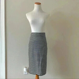 Merona black and white striped midi pencil skirt with zipper
